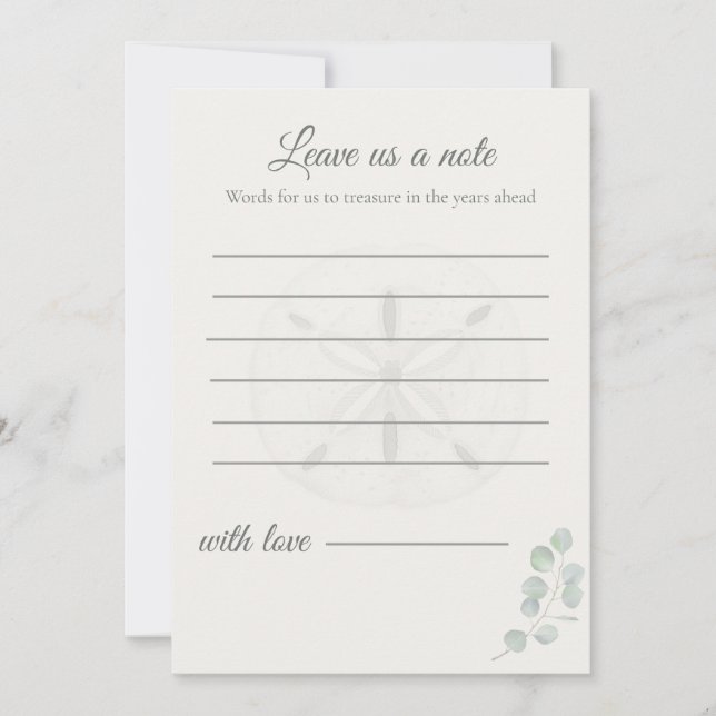 Sand Dollar Wedding Message Cards | (Front)