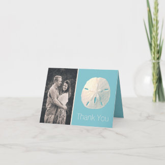 Sand Dollar Wedding Photo Thank You Note Card
