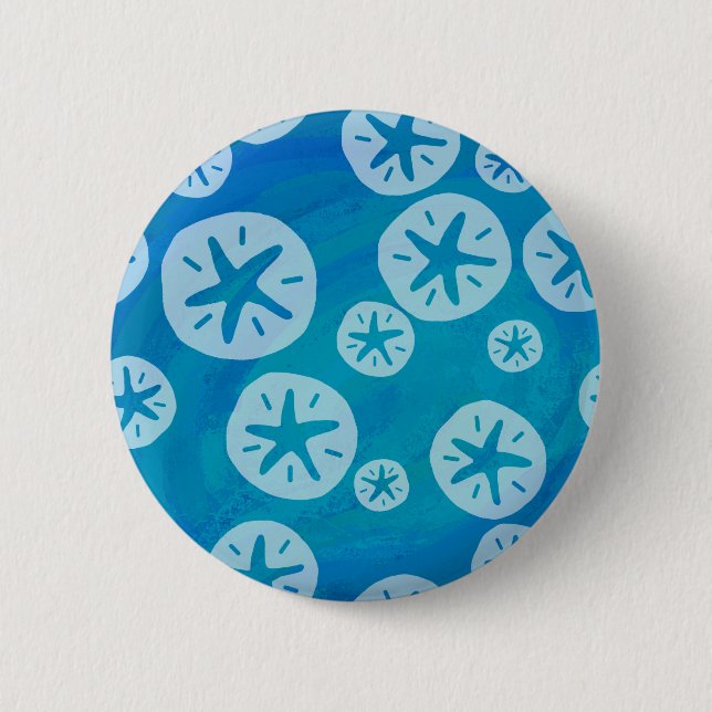 Sand Dollar White and Blue Pattern 6 Cm Round Badge (Front)