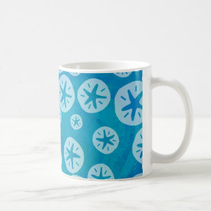 Sand Dollar White and Blue Pattern Coffee Mug