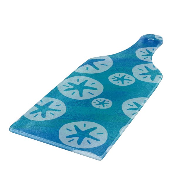 Sand Dollar White and Blue Pattern Cutting Board (Corner)