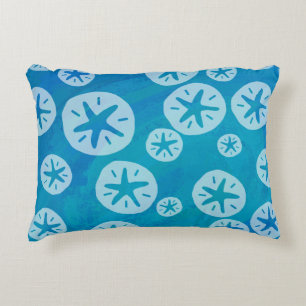 Sand Dollar White and Blue Pattern Decorative Cushion