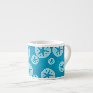 Sand Dollar White and Blue Pattern Espresso Cup