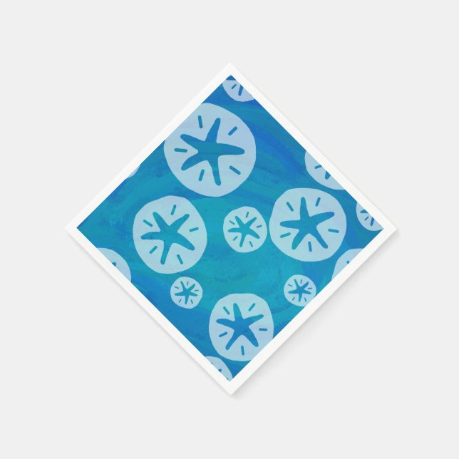 Sand Dollar White and Blue Pattern Napkin (Corner)