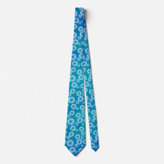 Sand Dollar White and Blue Pattern Tie (Front)