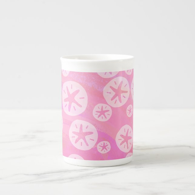 Sand Dollar White and pink Bone China Mug (Front)