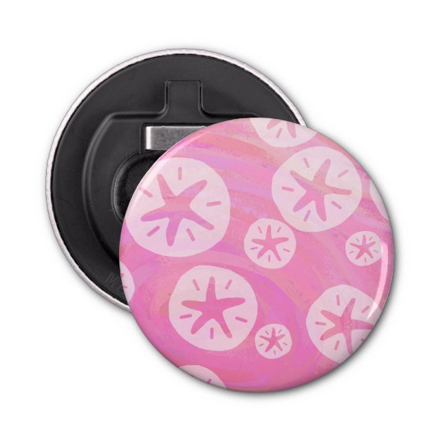Sand Dollar White and pink Bottle Opener (Front)
