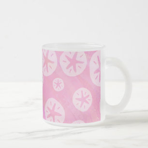 Sand Dollar White and pink Frosted Glass Coffee Mug