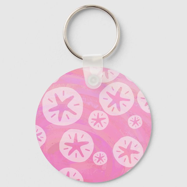 Sand Dollar White and pink Key Ring (Front)