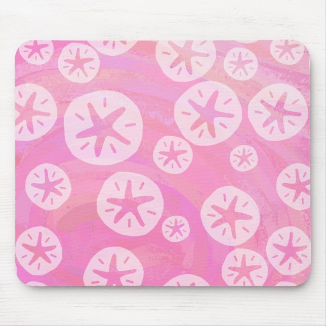 Sand Dollar White and pink Mouse Mat (Front)