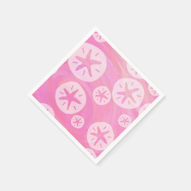 Sand Dollar White and pink Napkin (Corner)