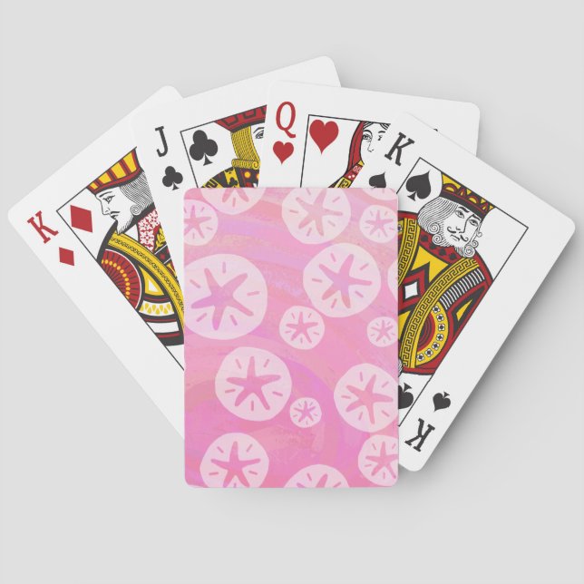 Sand Dollar White and pink Playing Cards (Back)