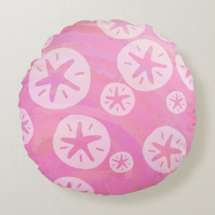Sand Dollar White and pink Round Cushion