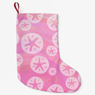 Sand Dollar White and pink Small Christmas Stocking