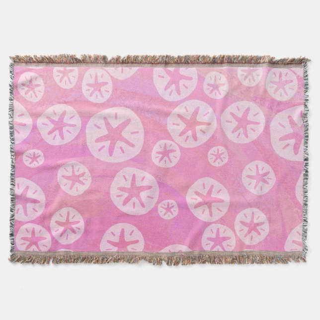 Sand Dollar White and pink Throw Blanket (Front)