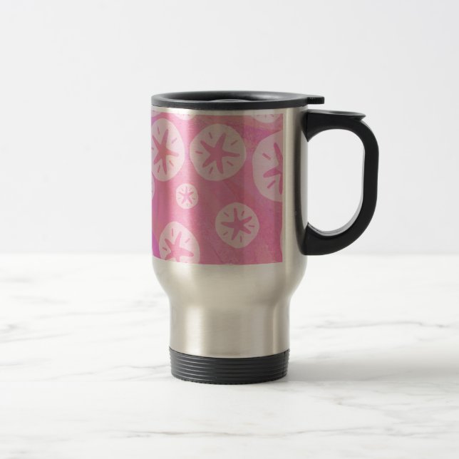 Sand Dollar White and pink Travel Mug (Right)