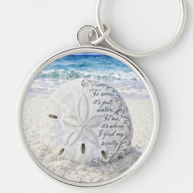 Sand Dollar with Inspirational Quote Key Ring (Front)