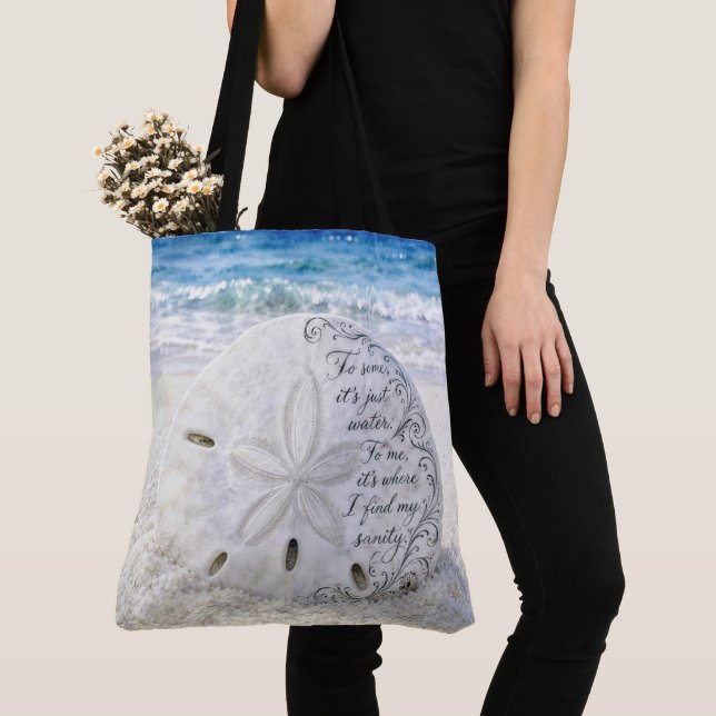 Sand Dollar with Inspirational Quote Tote Bag (Close Up)