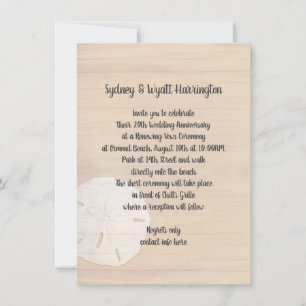 Sand Dollar Wood Beach Vows Anniversary Invitation