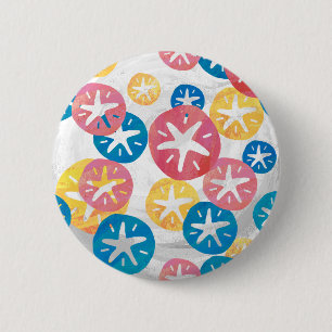 Sand Dollar Yellow Red Blue Pattern 6 Cm Round Badge