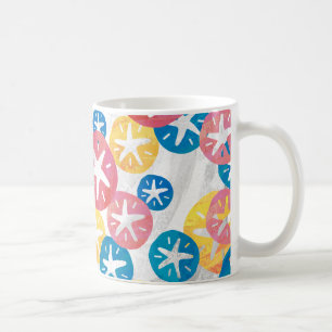 Sand Dollar Yellow Red Blue Pattern Coffee Mug