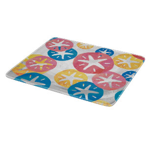 Sand Dollar Yellow Red Blue Pattern Cutting Board