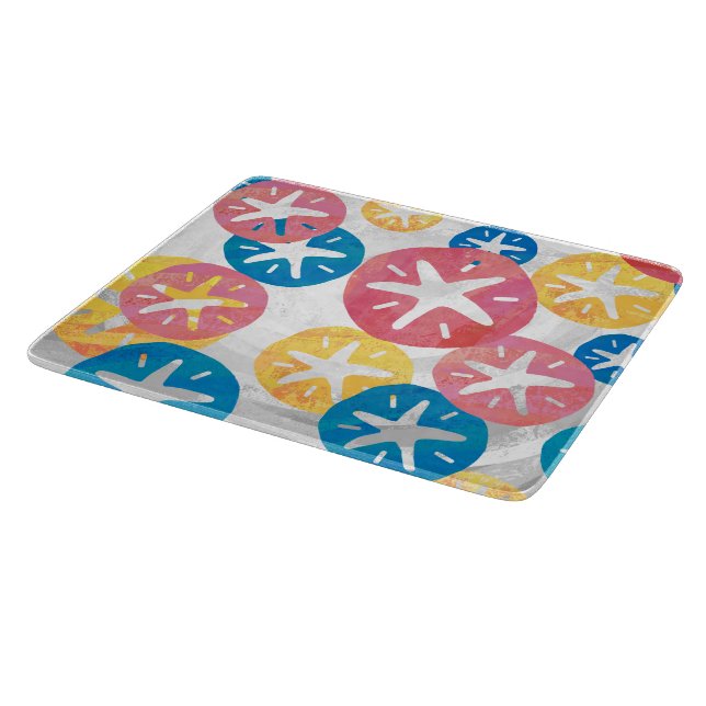 Sand Dollar Yellow Red Blue Pattern Cutting Board (Corner)