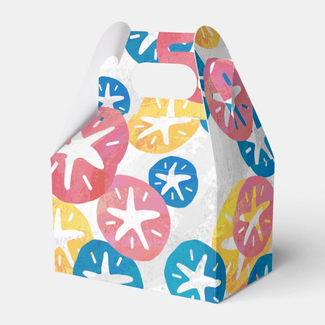 Sand Dollar Yellow Red Blue Pattern Favour Box (Front Side)