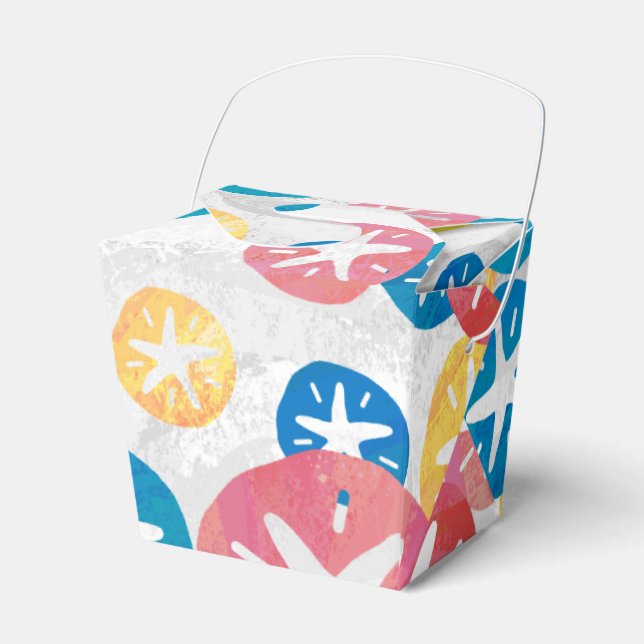 Sand Dollar Yellow Red Blue Pattern Favour Box (Front Side)