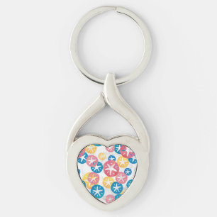 Sand Dollar Yellow Red Blue Pattern Key Ring