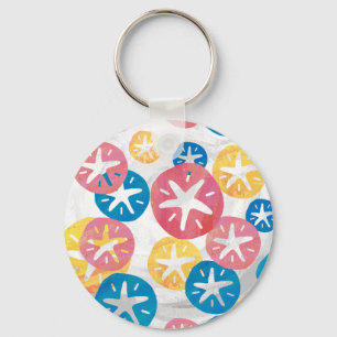 Sand Dollar Yellow Red Blue Pattern Key Ring