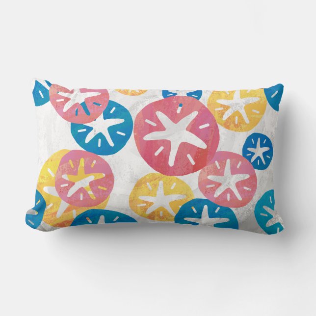 Sand Dollar Yellow Red Blue Pattern Lumbar Cushion (Front)