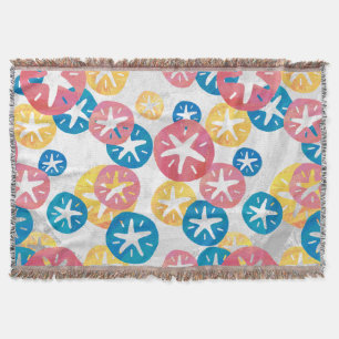 Sand Dollar Yellow Red Blue Pattern Throw Blanket