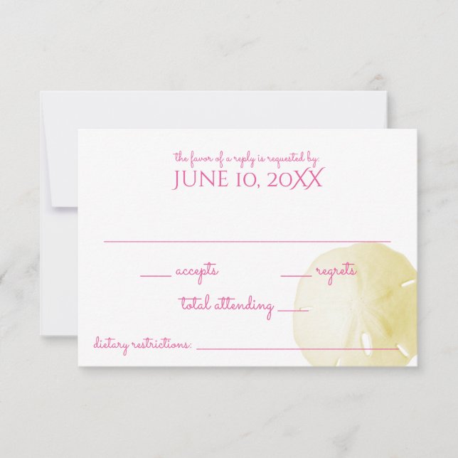 Sand Dollar Yellow Wedding RSVP (Front)
