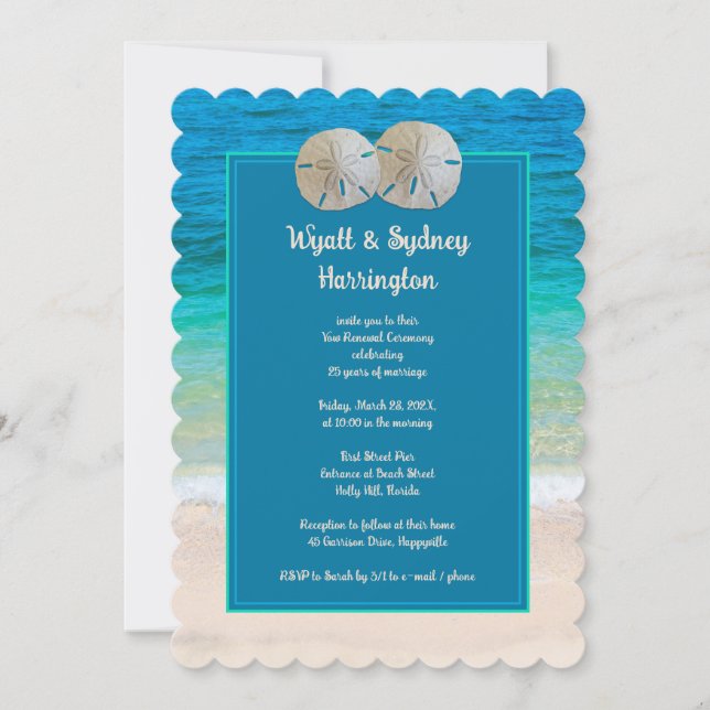 Sand Dollars Anniversary Vows Ceremony Invitation (Front)