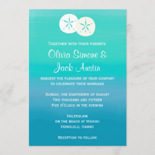 Sand Dollars Beach Ocean Wedding Invitation
