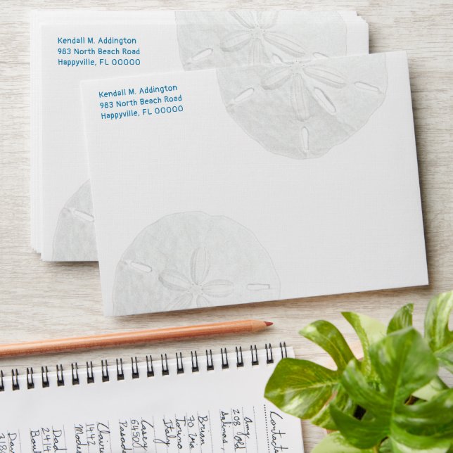Sand Dollars Envelope w Return Address (Stacked)