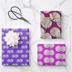 Sand Dollars Purple Pink Patterned Wrapping Paper Sheet