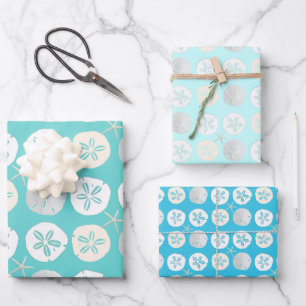 Sand Dollars Shades of Blue Wrapping Paper Sheet
