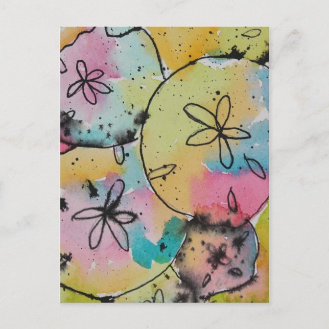 Sand Dollars Watercolor & Ink Painting Postcard (Front)