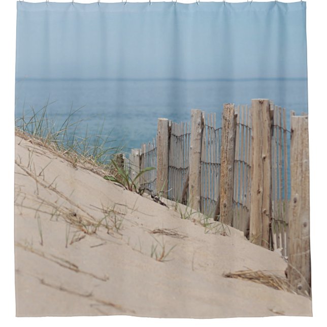 Sand dune and beach fence shower curtain (Front)