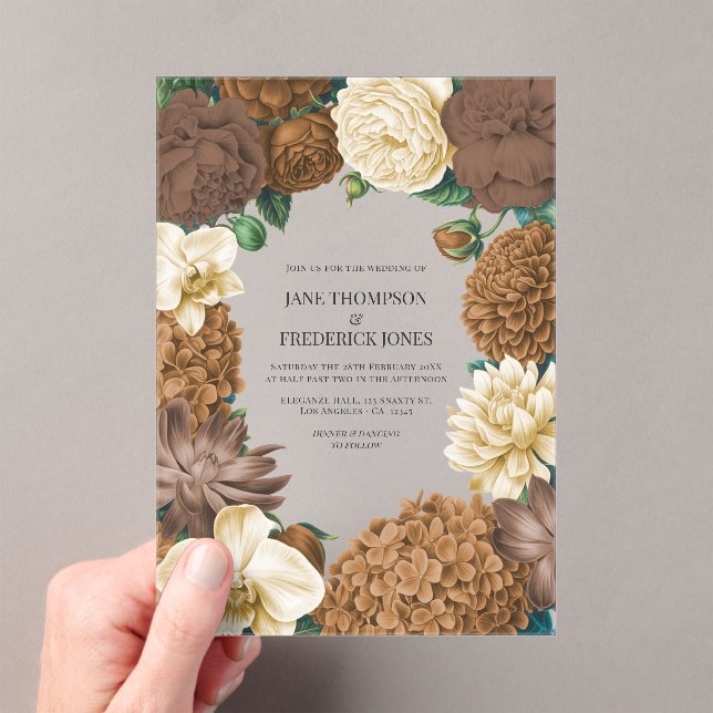 Sand Dune, Copper Glow & Hazelnut Cream Wedding Acrylic Invitations (Insitu (Handheld))