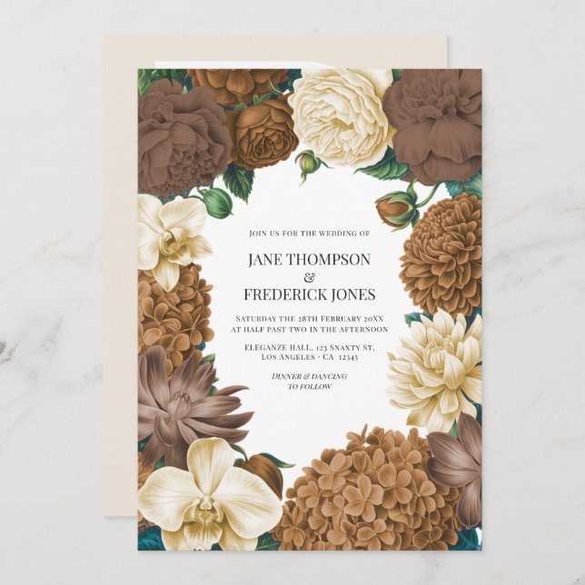 Sand Dune, Copper Glow & Hazelnut Cream Wedding Invitation (Front/Back)