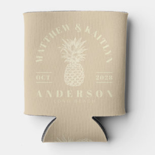Sand Dune Tropical Pineapple Wedding Crest Can Cooler