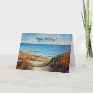 Sand Dunes Beach Shoreline Painting Holiday Card