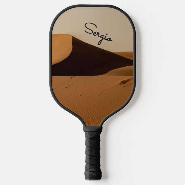 Sand Dunes Desert Landscape Personalised Script Pickleball Paddle (Front)