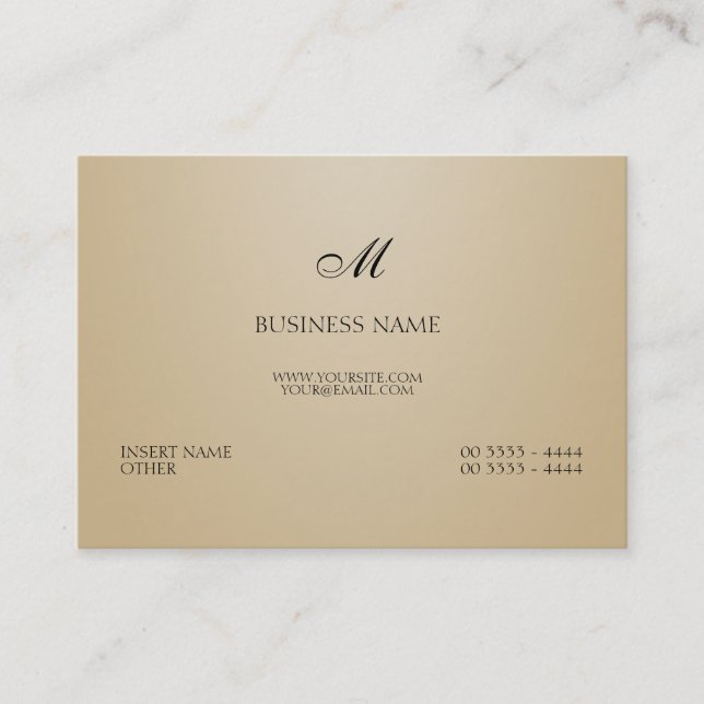 Sand Elegant and Monogram Business Card (Front)