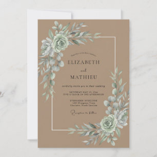 Sand Eucalyptus Foliage Wedding Invitation