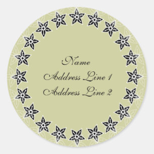 Sand Floral Circle Address Labels