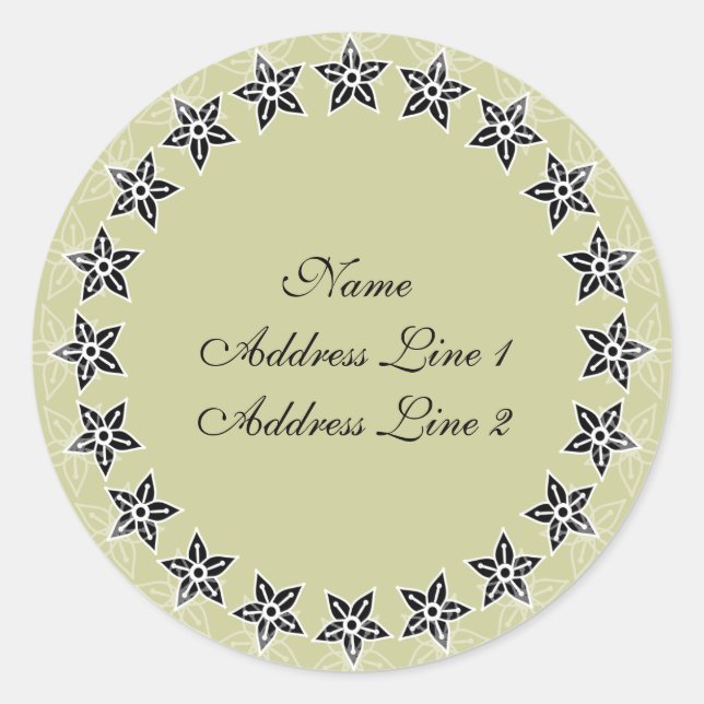 Sand Floral Circle Address Labels (Front)